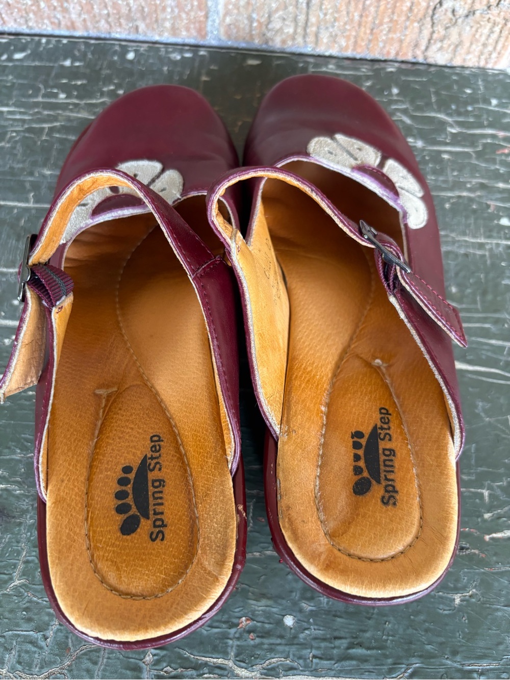 Spring Step Cheri Women’s Red Leather Floral Mary Jane Mule Clog 42 US 11 Artsy - Picture 9 of 9